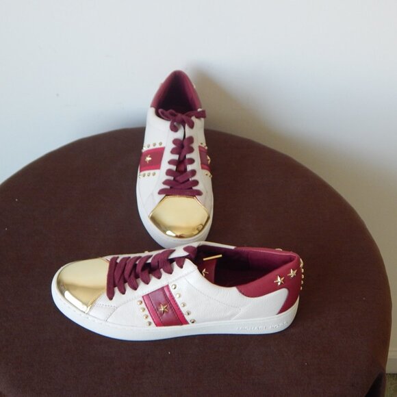 Michael Kors Frankie Stripe Leather Studded Low Top Lace-up Sneaker Shoe 7 M New - Picture 9 of 11